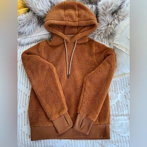 Athleta tugga Sherpa fuzzy orange pullover hoodie XS